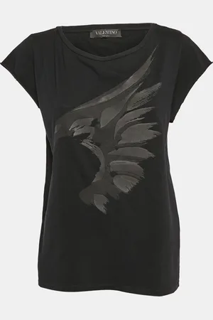 VALENTINO Eagle Print Jersey Cap Sleeve T-Shirt L