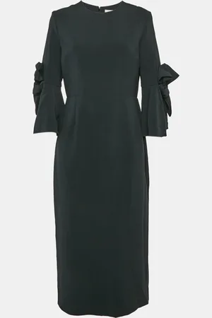 Roksanda Crepe Flared Bow Detail Sleeve Midi Dress L