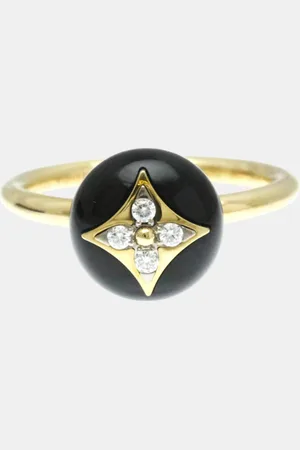 LOUIS VUITTON 18K Gold Diamond Onyx Color Blossom Ring Carat/0.07