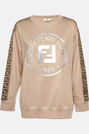 Fendi Logo Embossed Jersey Crew Neck Sweatshirt S