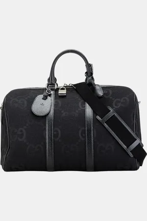 Gucci Canvas Leather Jumbo Gg Small Duffle Boston Bag