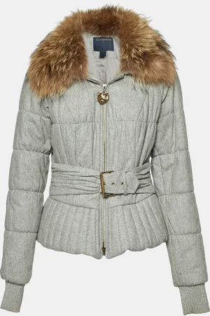 Roberto Cavalli Wool Fur Collar Zip Up Jacket M