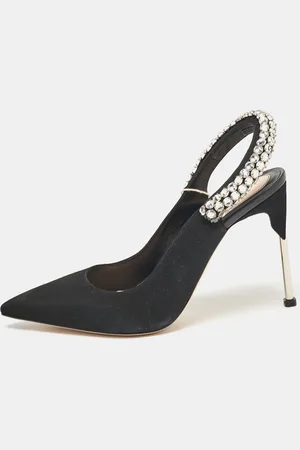 Alexander McQueen Suede Crystal Embellished Slingback Pumps Size 39