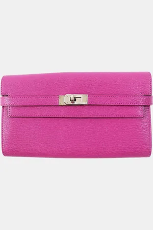 Hermès Kelly Wallet Rose Silver Leather