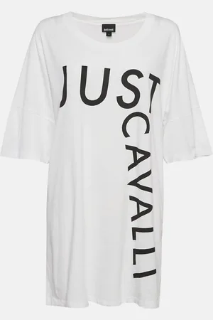 Roberto Cavalli Logo Print Cotton T-Shirt Dress L