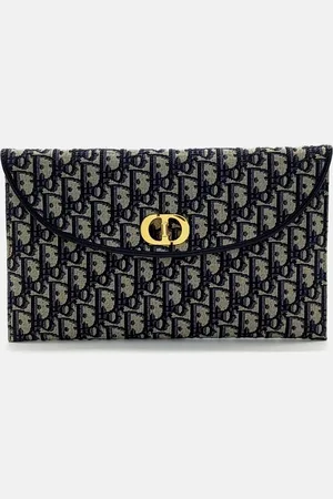 Dior Navy Blue Fabric Oblique 30 Montaign Avenue Flap Pouch Bag