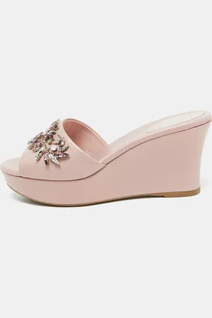RENE CAOVILLA René Caovilla Leather Crystal Embellished Platform Wedge Sandals Size 36