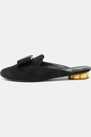 Salvatore Ferragamo Suede Bow Flat Mules Size 36.5