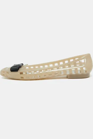 Salvatore Ferragamo Jelly Laser Cut-Out Bow Ballet Flats Size 40.5