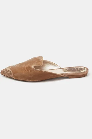 RENE CAOVILLA René Caovilla Velvet Crystal Embellished Flat Mules Size 36