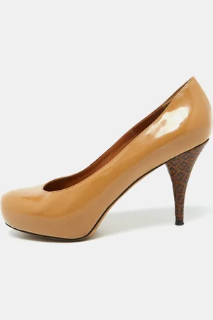Fendi Patent Leather Zucca Heel Platform Pumps Size 39.5