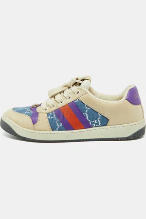 Gucci Leather and GG Fabric CC Screener Sneakers Size 38.5