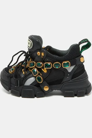 Gucci Mesh and Leather Flashtrek Reflective Removable Crystals Sneakers Size 35