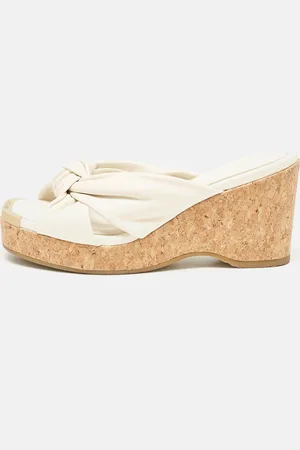 Jimmy Choo Knotted Leather Avenue Wedge Sandals Size 40