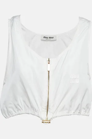 Miu Miu Technical Silk Perforated Detail Crop Top XS