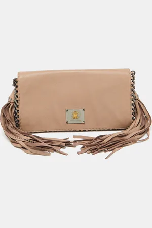 Roberto Cavalli Leather Tassel Chain Link Clutch