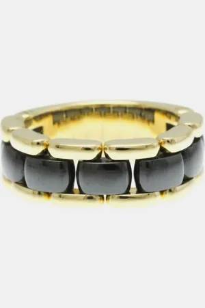 CHANEL 18K Gold Ultra Collection Ceramic No Stone Ring