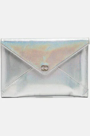 CHANEL Iridescent Embossed Leather CC Envelope Clutch