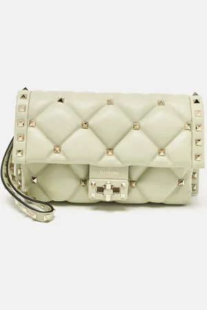 VALENTINO Mint Quilted Leather Candystud Wristlet Clutch