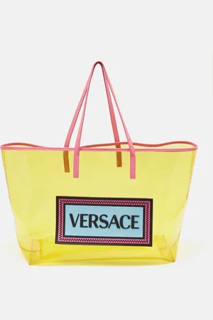 VERSACE PVC and Leather 90s Logo Shopper Tote