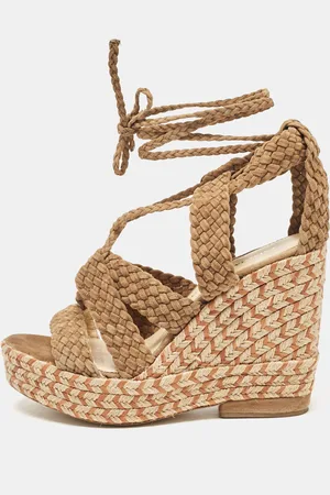 PALOMA Paloma Barceló Woven Suede Ankle Wrap Espadrille Wedge Sandals Size 38