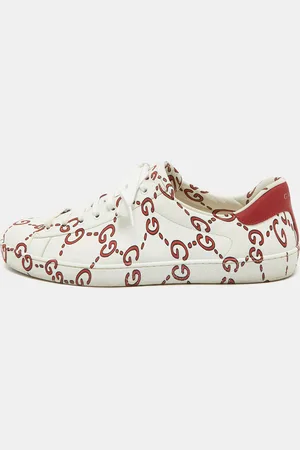 Gucci /Red Leather GG Ghost Ace Sneakers Size 44.5