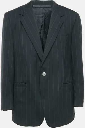 VERSACE Pinstripe Wool Single Breasted Blazer XL