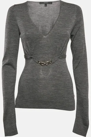 Gucci Wool Knit Belted Long Sleeve Top S