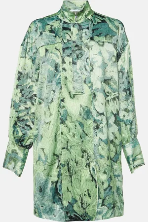 Ganni Abstract Floral Print Satin Mini Dress L