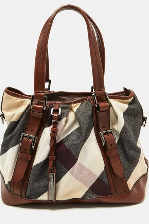 Burberry Mega Check Canvas and Leather Lowry Tote