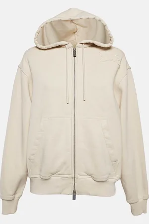 Burberry Logo Applique Cotton Knit Zip-Up Hoodie M