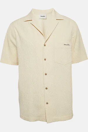 Nanushka Cream Seersucker Venci Camp Shirt S