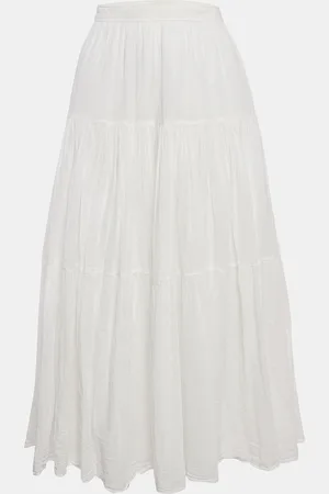 Saint Laurent Textured Cotton Tiered Maxi Skirt M