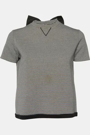 RED Valentino Monochrome Striped Bow Detail T-Shirt M