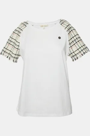 Maje Cotton Tweed Sleeved Crew Neck T-Shirt M