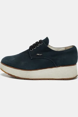 Prada Denim Platform Lace Up Sneakers Size 37