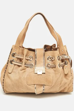 Jimmy Choo Snakeskin Embossed and Watersnake Leather Riki Tote