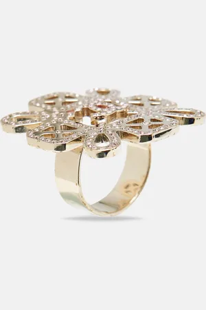 CHANEL Strass CC Crystals Tone Ring Size 55