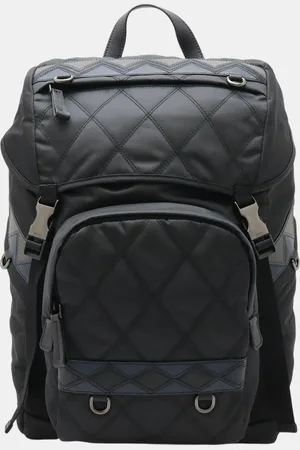 Prada Nero Antracite Grey Baltico Navy Quilted Nylon Backpack