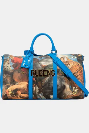 LOUIS VUITTON Blue Pvc Leather Keepall Bandouliere 50 Boston Bag