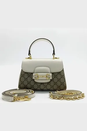 Gucci Cream Canvas and Leather Horsebit 1955 Mini Bag
