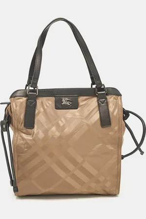 Burberry Khaki/ Nova Check Nylon and Leather Buckleigh Tote