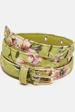 Dolce & Gabbana Floral Print Fabric Slim Buckle Belt 75CM