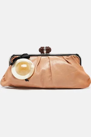 Marni Leather Embellished Frame Clutch