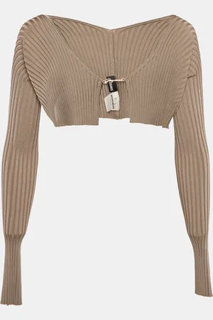 Jacquemus Dark Rib Knit La Maille Pralù Le Raphia Cardigan L