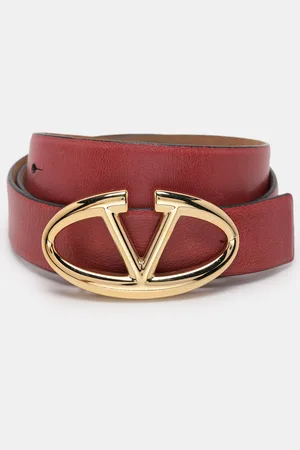 VALENTINO Leather V Logo Buckle Belt 80CM