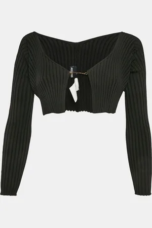 Jacquemus Rib Knit Logo Detail Cropped Cardigan M