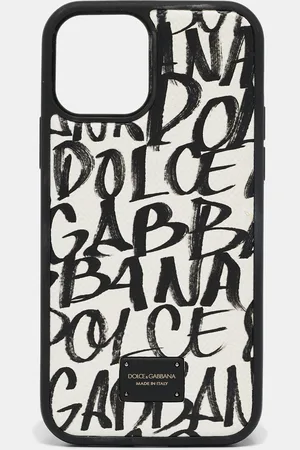 Dolce & Gabbana /White Graffiti Dauphine Leather iPhone 12/12 Pro Case