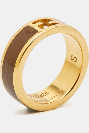 Fendi Sta Bi-color Enamel Tone Band Ring Size 50