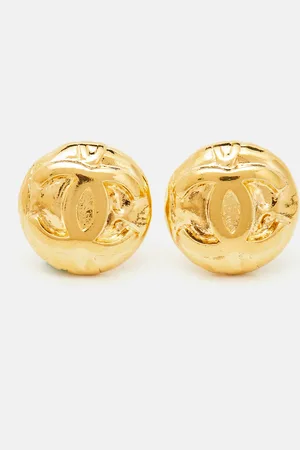 CHANEL CC Tone Metal Clip On Earrings